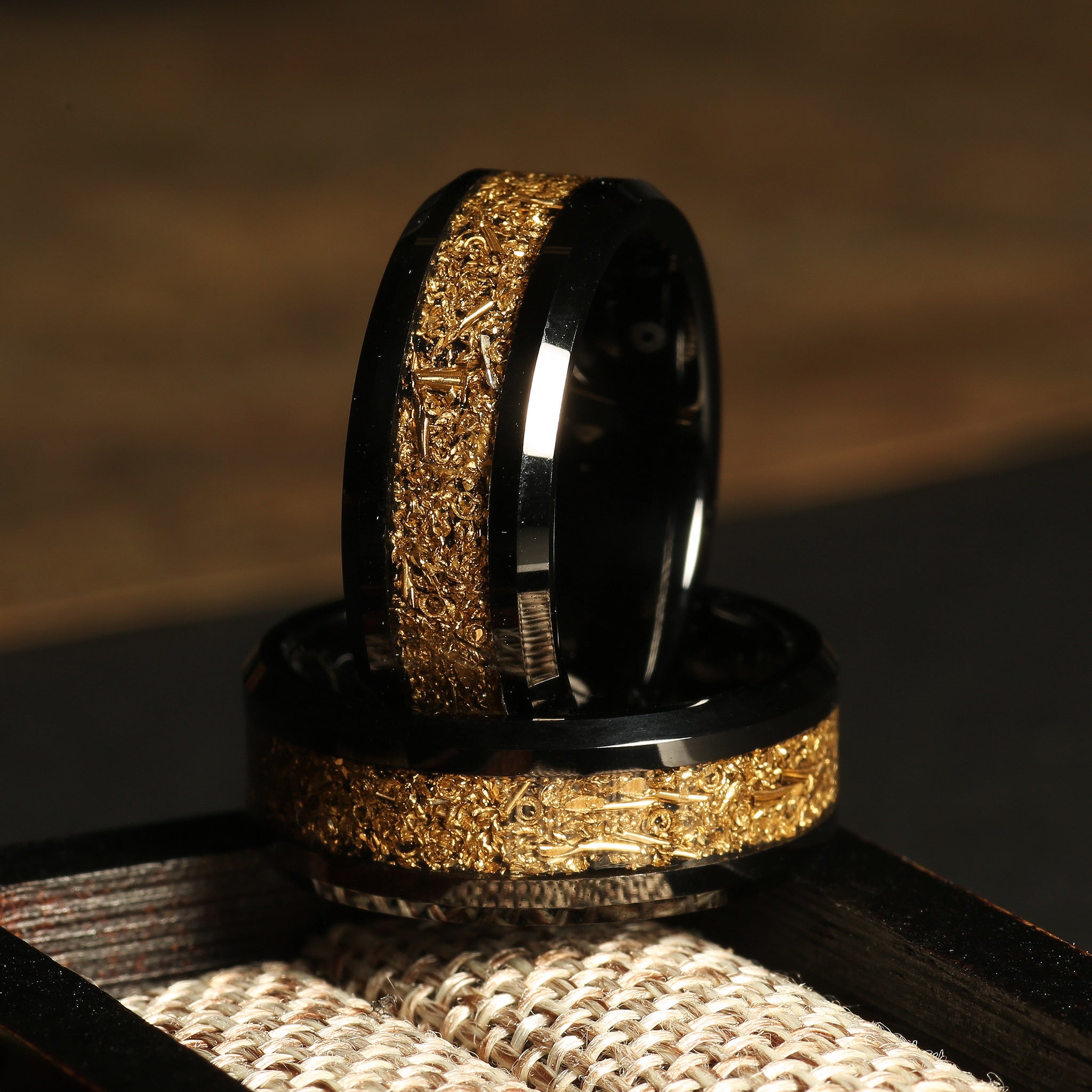 Brass Ammunition Wedding Band for Men | 8mm Black Tungsten Ring