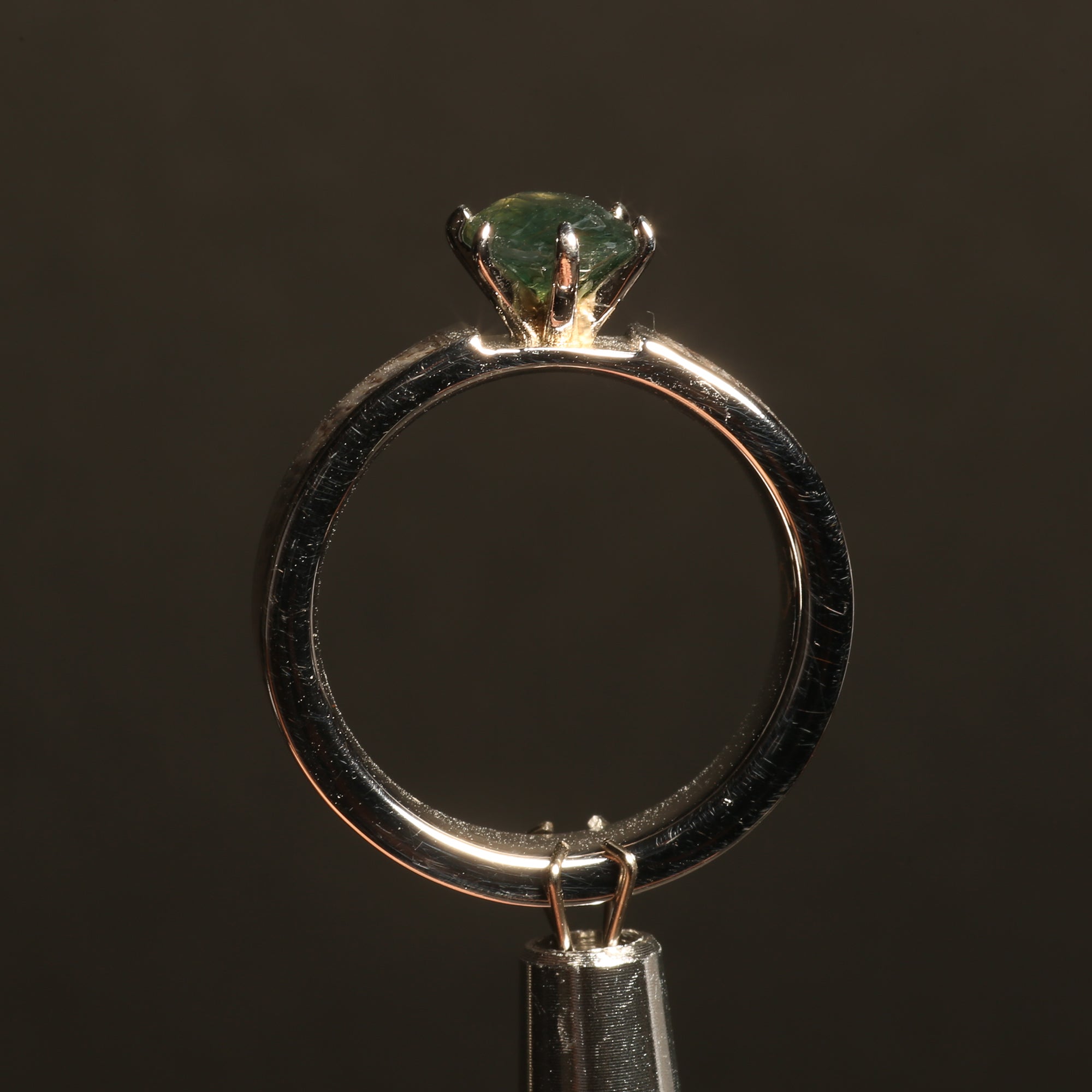 Moss Agate Deer Antler Ring for Women | 4mm Sterling Silver Band