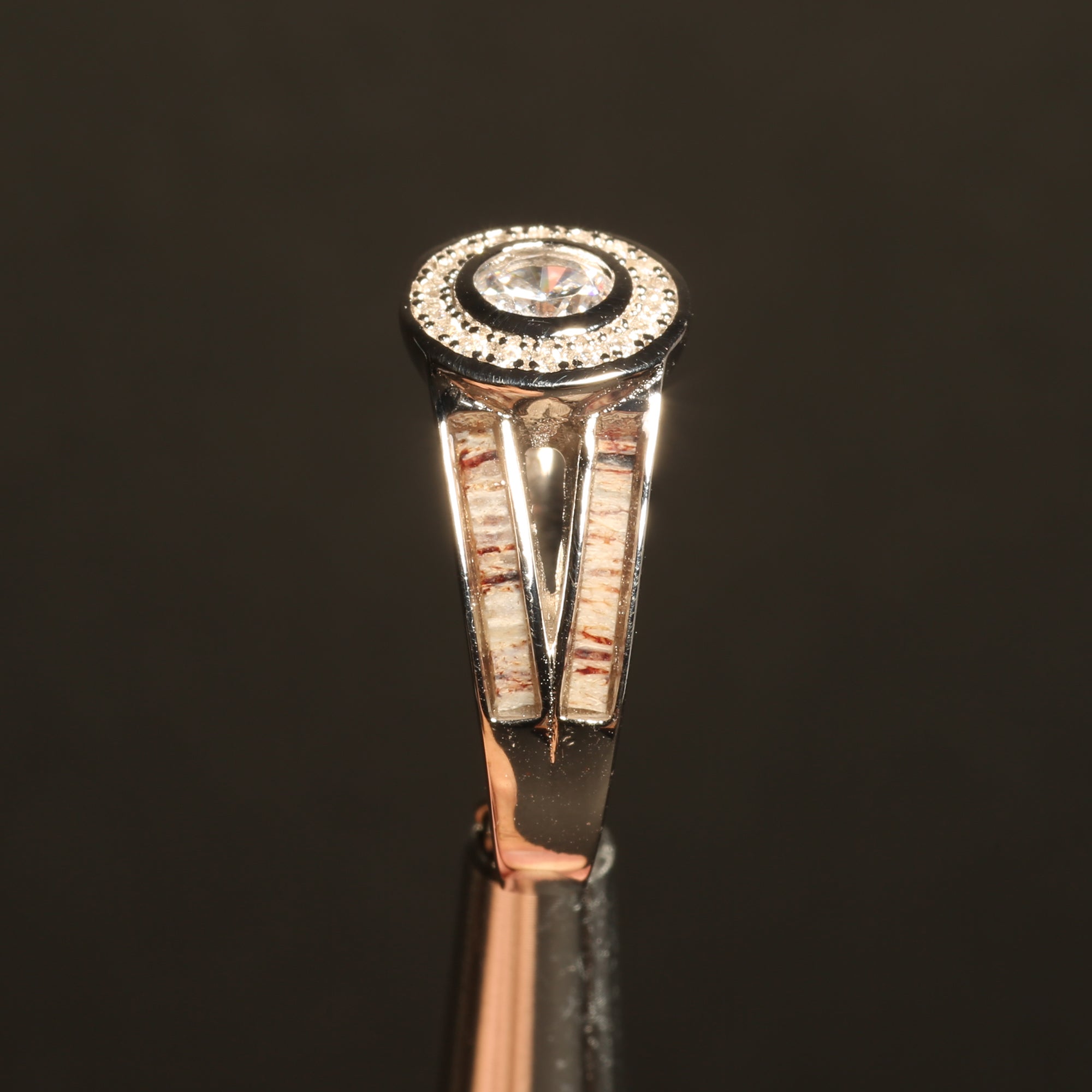 Deer Antler Halo Ring for Women | 5mm Sterling Silver Band
