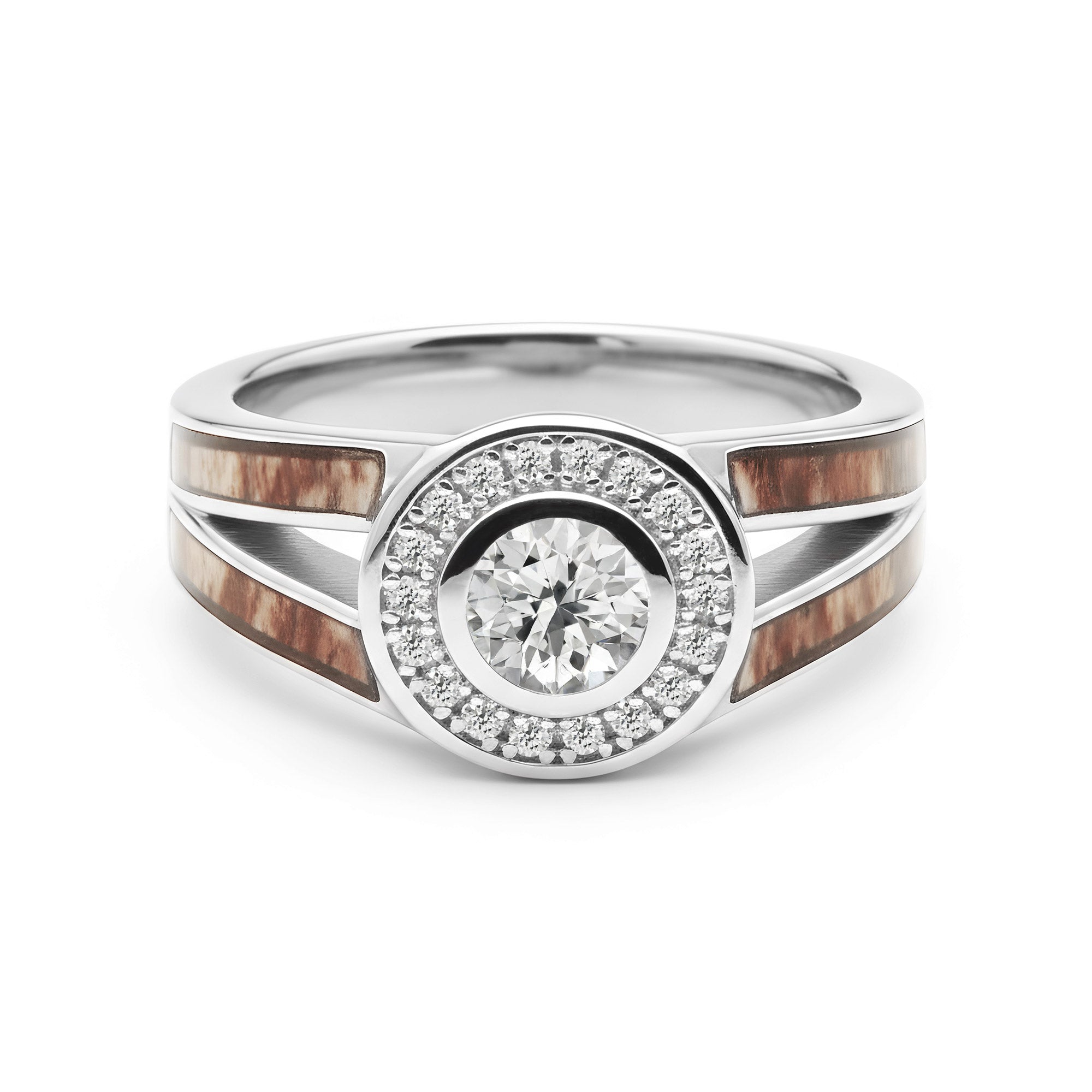 Deer Antler Halo Ring for Women | 5mm Sterling Silver Band