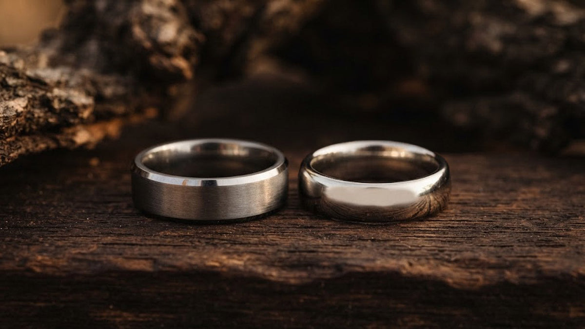 Tungsten vs titanium wedding bands side by side comparison — men's alternative metal bands