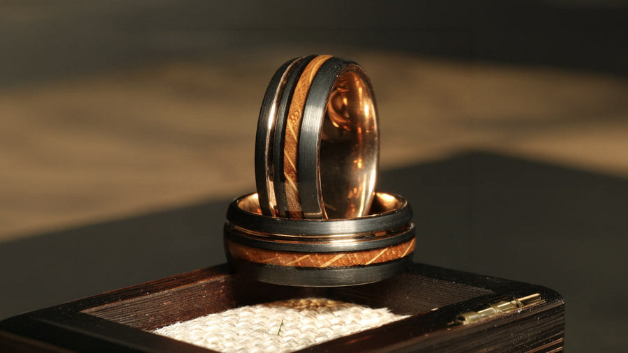 Meteorite and Whiskey Barrel Wedding Bands: Why the Combination Matters