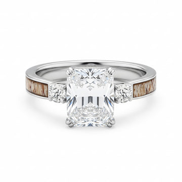 Deer Antler Radiant Cut Ring for Women | 4mm Sterling Silver Band 1