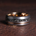 8mm Meteorite Wedding Band for Men | Silver Tungsten Ring with Rose Gold Interior