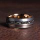8mm Meteorite Wedding Band for Men | Silver Tungsten Ring with Rose Gold Interior