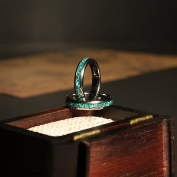 Aquamarine Ring for Women | 4mm Silver Tungsten Band 2