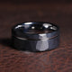 Black Hammered Tungsten Wedding Band for Men | 8mm Silver Interior Comfort Fit Ring