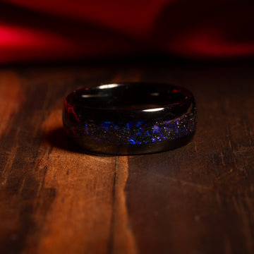 Galaxy Opal Nebula Wedding Band for Men | 8mm Black Tungsten Ring 6