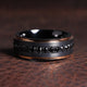Black Tungsten Wedding Band for Men | 8mm Black Zircon Ring with Rose Gold Edge