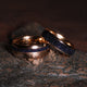 His and Hers Rose Gold Tungsten Wedding Band Set | Blue Sandstone Matching Couple Rings 8mm & 6mm