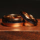 Cosmo Flare Sandstone Matching Wedding Band Set | His and Hers Rose Gold Tungsten Rings