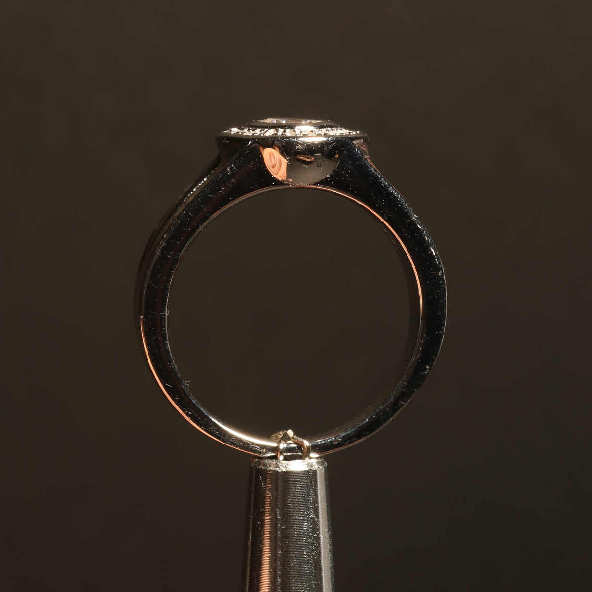 Deer antler cubic zirconia ring for women with halo setting