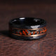 Meteorite Dinosaur Bone Rose Gold Strip Wedding Band for Men | 8mm Black Tungsten Ring