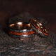 Meteorite Dinosaur Bone Matching Wedding Band Set | His and Hers Rose Gold Tungsten Comfort Fit Rings