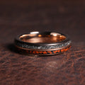 Rose Gold Meteorite Dinosaur Bone Ring for Women | 4mm Tungsten Band