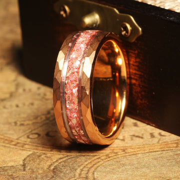 Morganite Wedding Band for Him or Her | 8mm Rose Gold Tungsten Ring 3