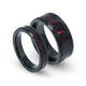 Fire Opal Matching Wedding Band Set | His and Hers Black Hammered Tungsten Rings