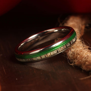 Deer Antler Fishing Line Ring for Women | 4mm Silver Tungsten Band 2