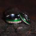 Deer Antler Fishing Line Matching Wedding Band Set | His 8mm & Hers 4mm Silver Tungsten Rings