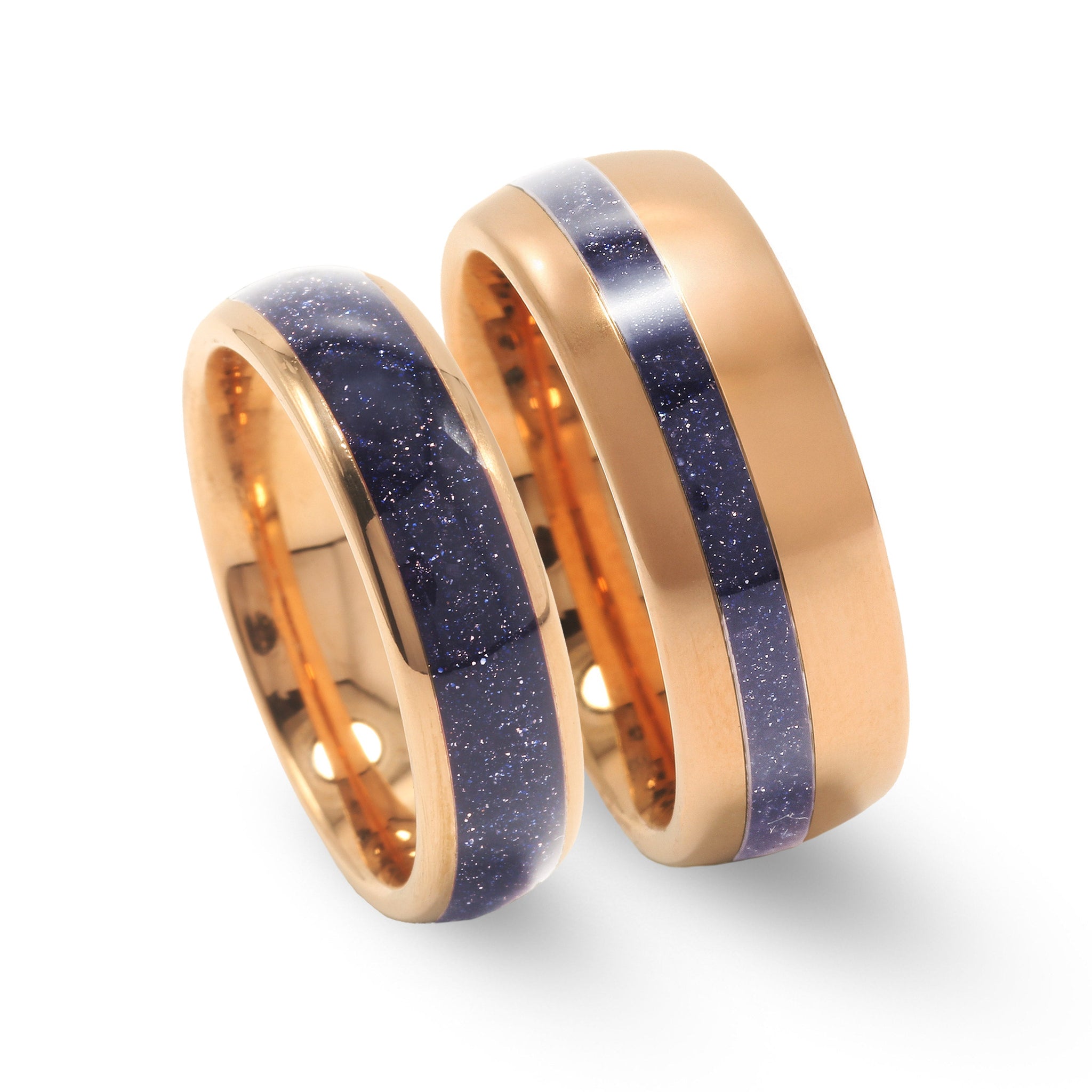 Sandstone Matching Wedding Band Set | His and Hers Rose Gold Tungsten Rings