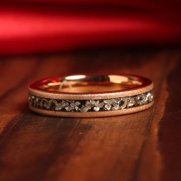 Meteorite Matching Wedding Band Set | Sandblasted Rose Gold Tungsten Rings 7