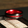 Firefighter Red Line Wedding Band for Men | 6mm Black Brushed Tungsten Ring