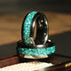 Aquamarine Wedding Band for Men | 8mm Silver Tungsten Ring