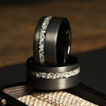 Meteorite Wedding Band for Men | 10mm Black Brushed Tungsten Ring