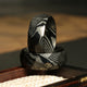 Black Damascus Steel Wedding Band for Men | 8mm Hammered Tungsten Ring