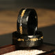 Black Hammered Meteorite Gold Leaf Wedding Band for Men | 8mm Tungsten Ring
