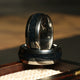 Black Onyx Wedding Band for Men | 8mm Domed Silver Tungsten Ring