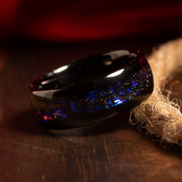Galaxy Opal Nebula Wedding Band for Men | 8mm Black Tungsten Ring 3
