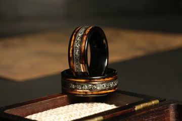 Whiskey Barrel Meteorite Wedding Band for Men | 8mm Black Tungsten Ring | Rovalt 6