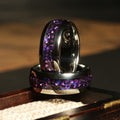 Blue Opal Alexandrite Wedding Band for Men | 8mm Silver Tungsten Ring