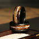 Charred Whiskey Barrel Deer Antler Wedding Band for Men | 8mm Black Tungsten Ring
