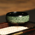 Domed Moss Agate Wedding Band for Men | 8mm Black Tungsten Ring