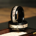 Fishing Hook Deer Antler Wedding Band for Men | 8mm Black Tungsten Ring