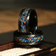 Meteorite Galaxy Opal Wedding Band for Men | 8mm Black Tungsten Ring