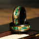 Green Garnet Meteorite Wedding Band for Men | 8mm Yellow Gold Tungsten Ring