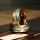 Hammered Moss Agate Wedding Band for Men | 8mm Rose Gold Tungsten Ring