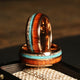 Koa Wood Deer Antler Turquoise Wedding Band for Men | 8mm Rose Gold Tungsten Ring