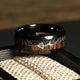 Koa Wood Meteorite Arrow Wedding Band for Men | 8mm Black Tungsten Ring