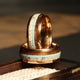 Koa Wood Turquoise Deer Antler Wedding Band for Men | 8mm Rose Gold Tungsten Ring