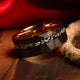 Meteorite Black Tungsten Wedding Band for Men | 8mm Rose Gold Interior Ring