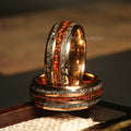 Meteorite Dinosaur Bone Wedding Band for Men | 8mm Rose Gold Tungsten Ring