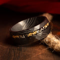 Meteorite Gold Leaf Damascus Steel Wedding Band for Men | 8mm Ring