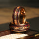 Meteorite Gold Leaf Garnet Wedding Band for Men | 8mm Rose Gold Tungsten Ring