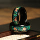 8mm Meteorite & Gold Leaf & Rose Gold Tungsten Wedding Band for Men, Rare Material Comfort Fit Ring, Verdant Tide Design
