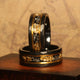 Meteorite Gold Leaf Wedding Band for Men | 8mm Black Tungsten Ring