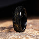 Meteorite Gold Sandstone Wedding Band for Men | 8mm Domed Black Tungsten Ring
